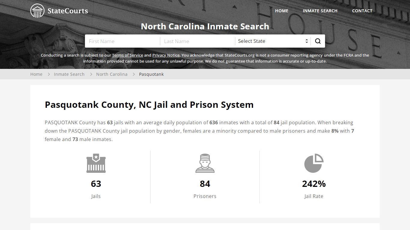 Pasquotank County, NC Inmate Search - StateCourts