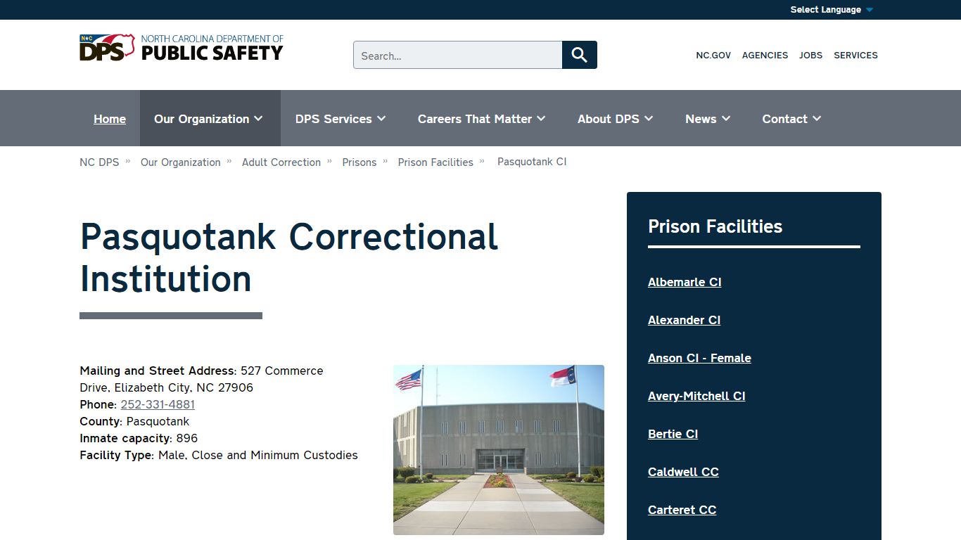 NC DPS: Pasquotank Correctional Institution