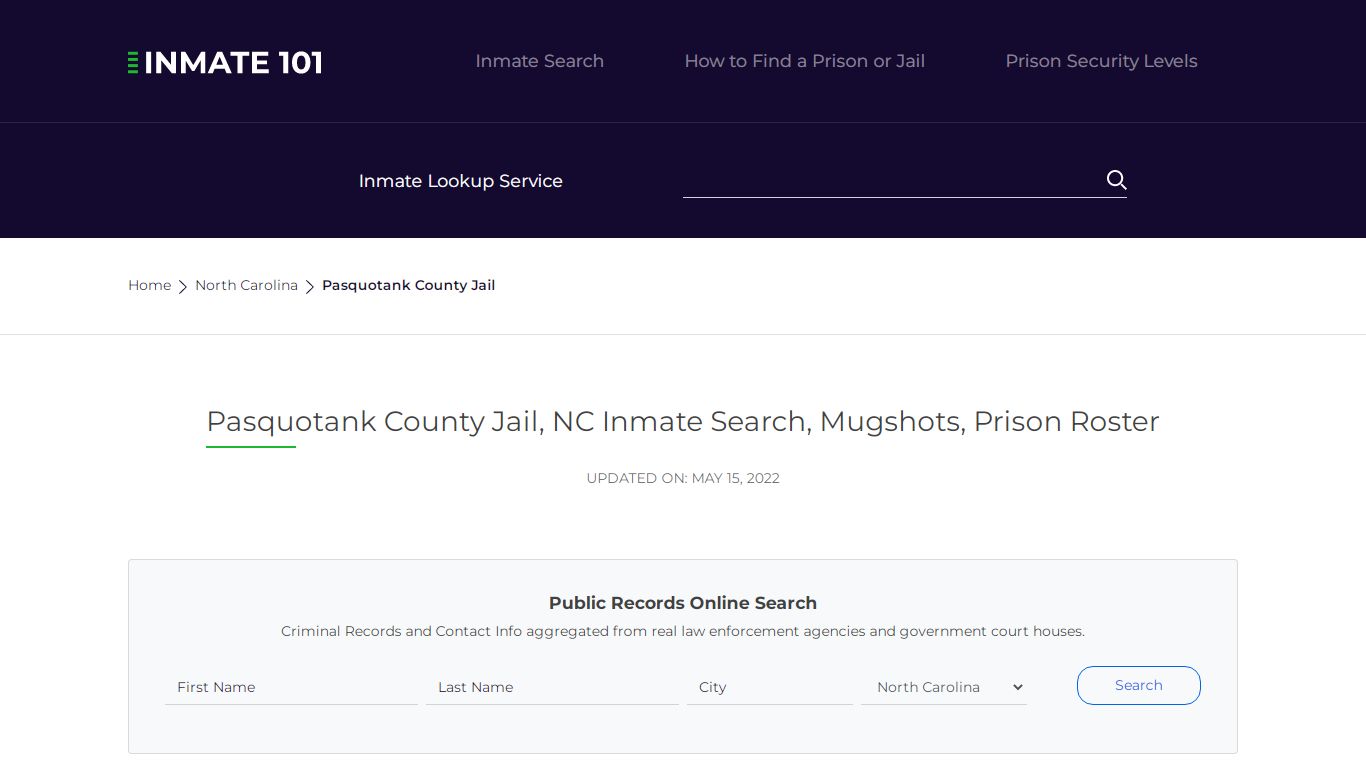 Pasquotank County Jail, NC Inmate Search, Mugshots, Prison ...