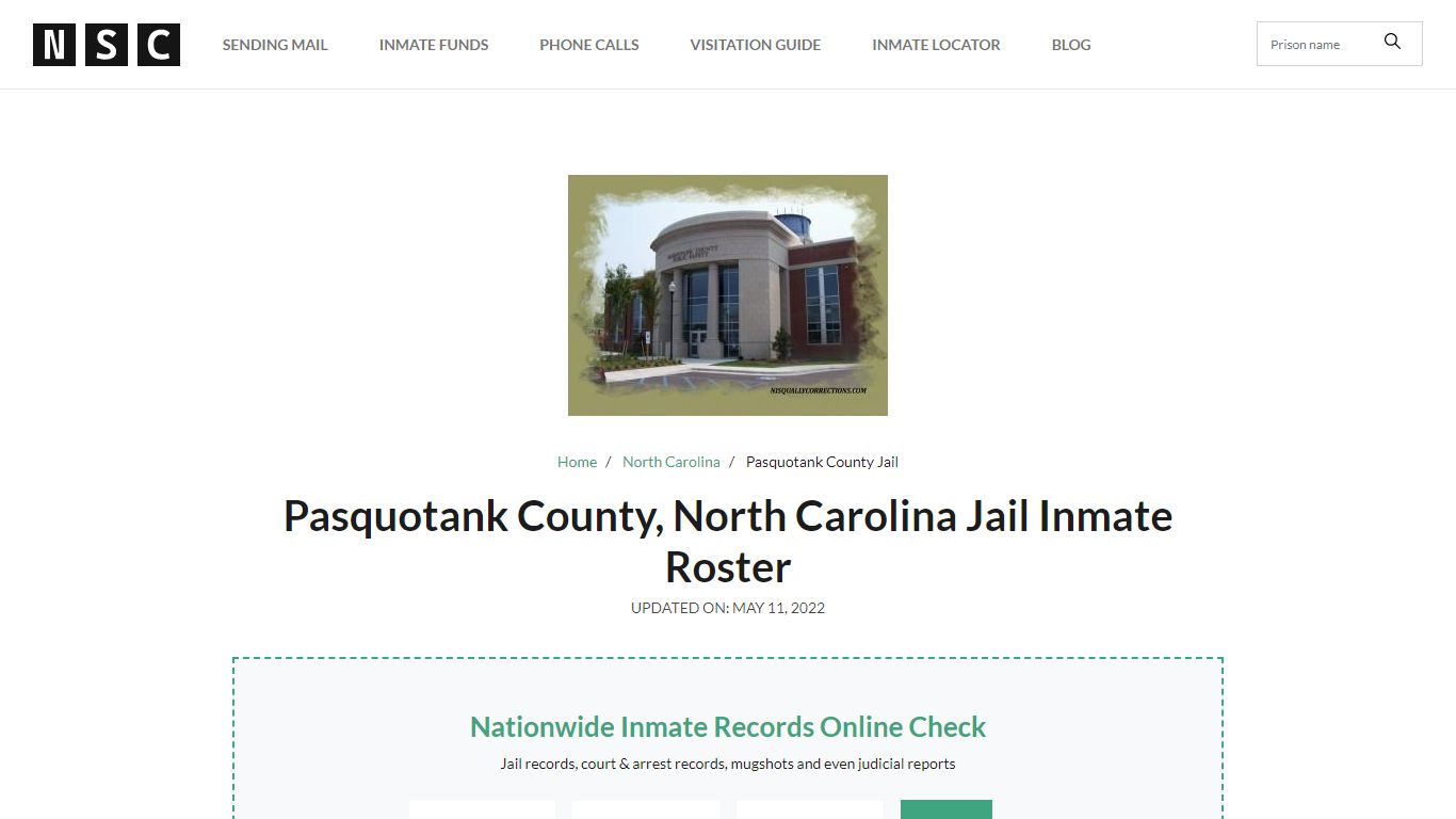 Pasquotank County, North Carolina Jail Inmate List